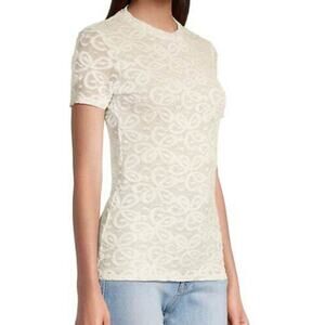 Johnny Was Astrid Floral Sheer Embroidered Lace Top Ecru Cream Womens Sze XS NWT